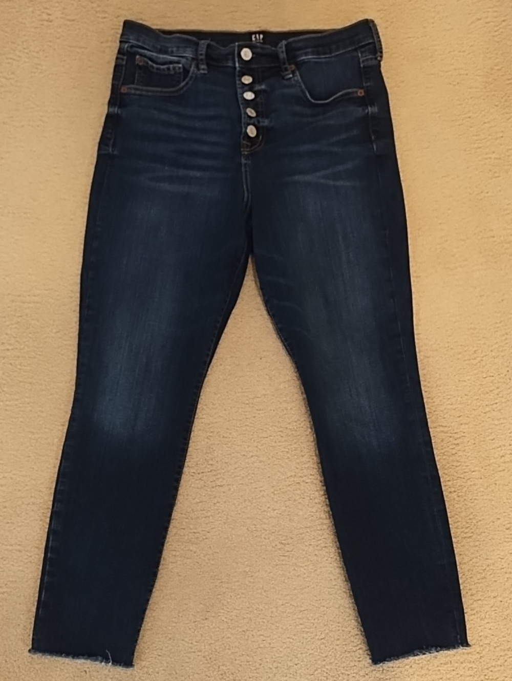GAP High-Rise Button-Fly Dark Blue Skinny Jeans